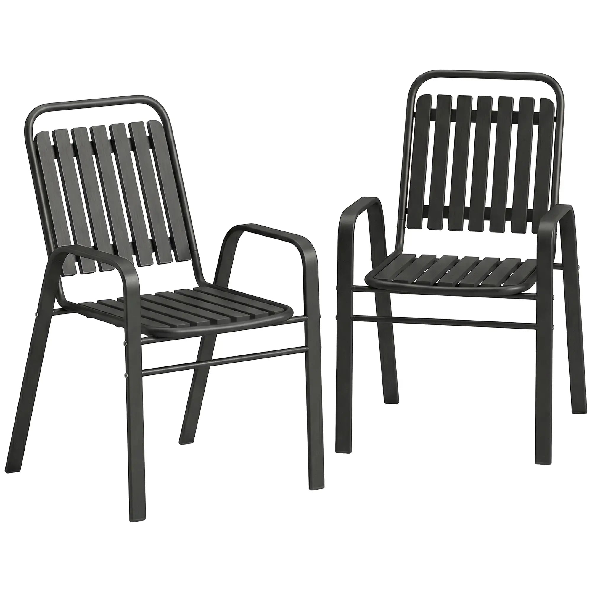 Stackable Outdoor Dining Chairs Set Of 2, Black Patio Chairs at Gallery Canada