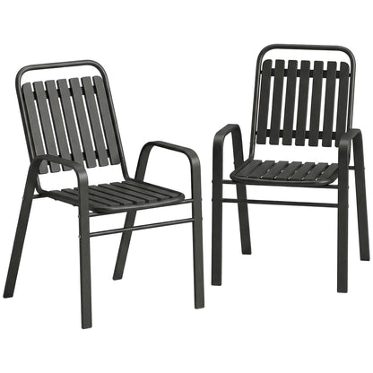 Stackable Outdoor Dining Chairs Set Of 2, Black Patio Chairs at Gallery Canada