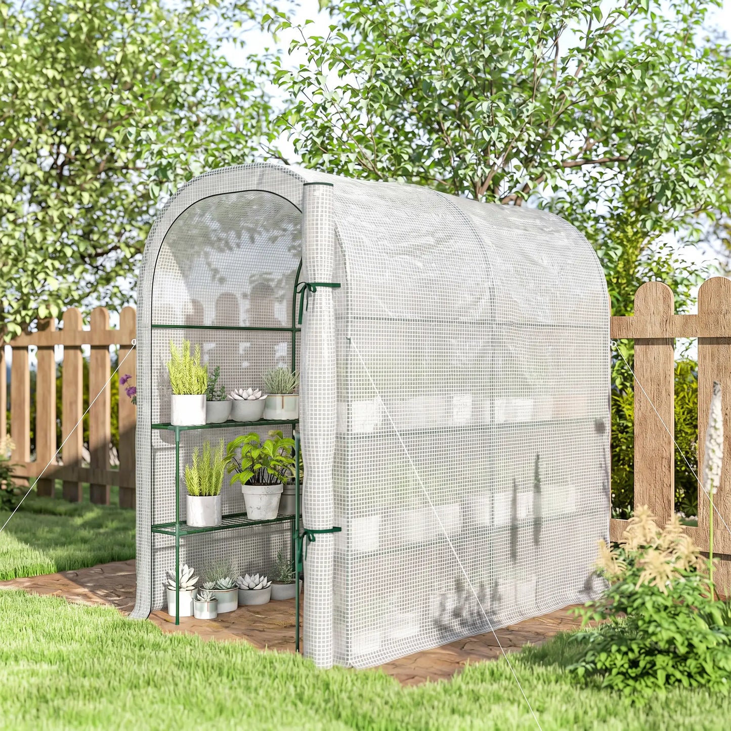 Walk-in Mini Greenhouse With Shelves, Portable Outdoor, 123 x 187 x 189 cm, White Greenhouses at Gallery Canada
