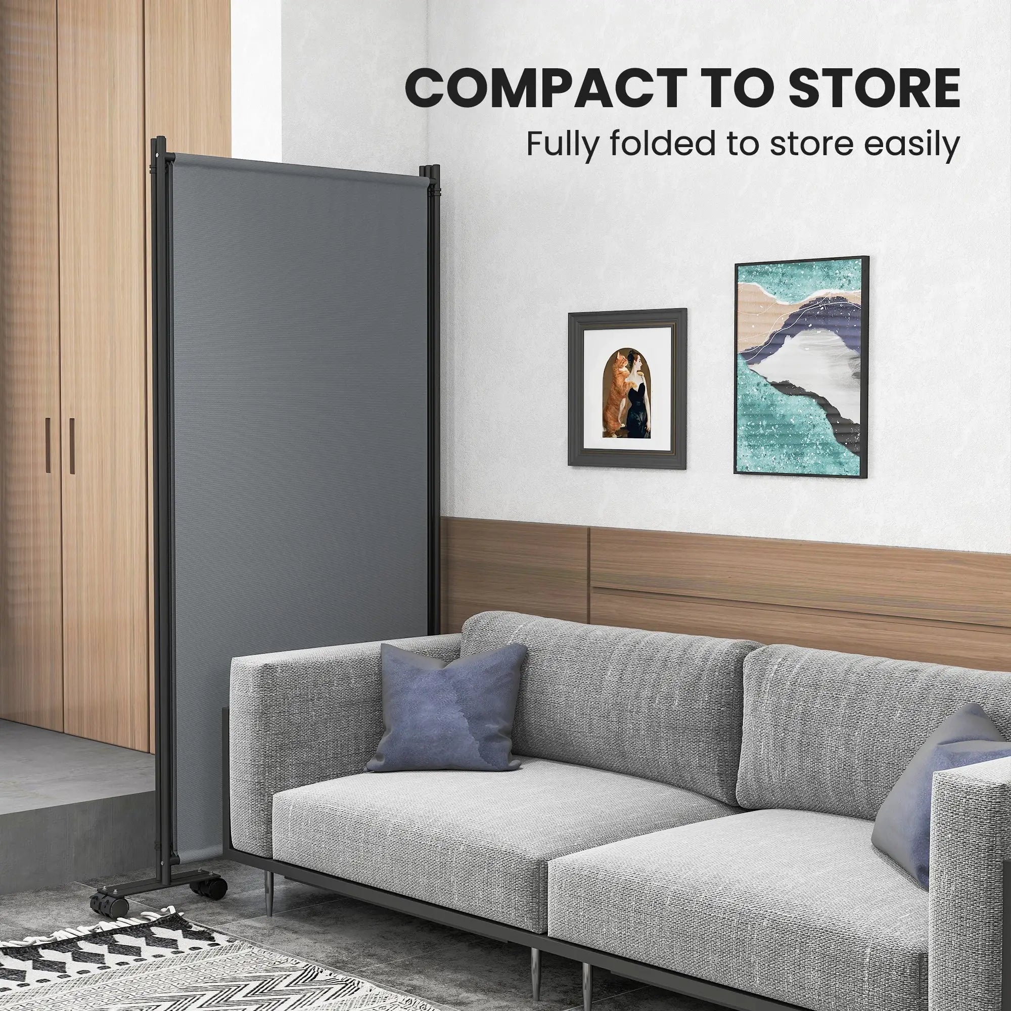 Folding Room Divider with Wheels, Privacy Screen, 6ft Tall Side Awnings at Gallery Canada