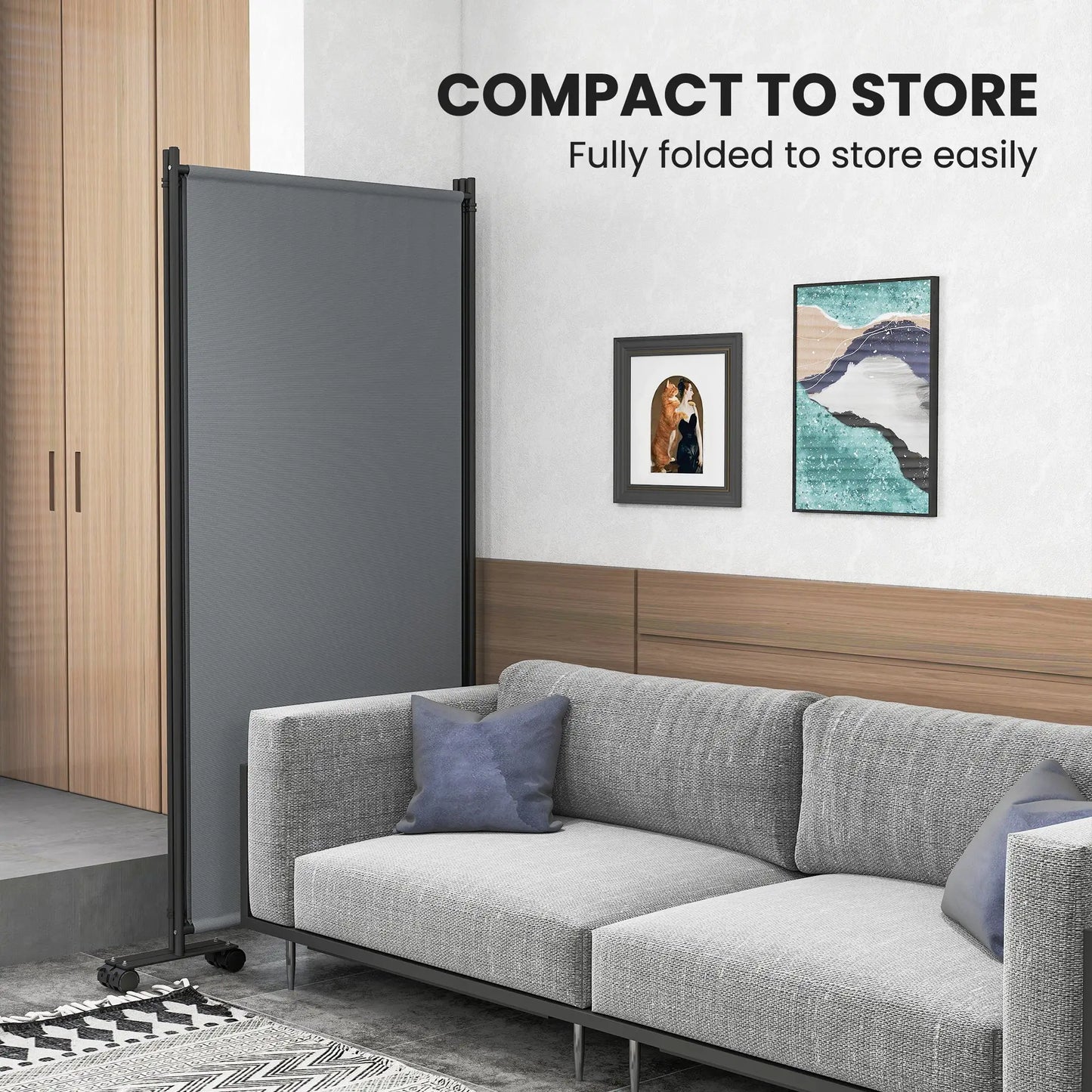 Folding Room Divider with Wheels, Privacy Screen, 6ft Tall Side Awnings at Gallery Canada