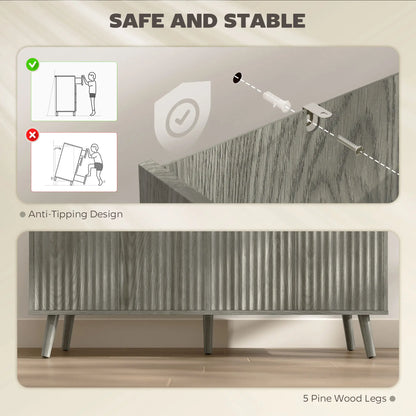 Fluted Sideboard with Adjustable Shelves, Light Grey Bar Cabinets at Gallery Canada