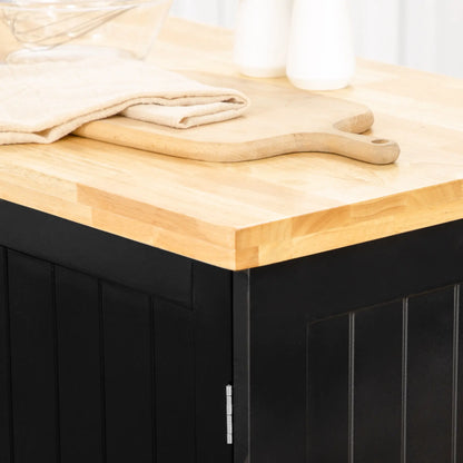 Rolling Kitchen Island with Storage, Utility Kitchen Island Cart with Drawer, Cabinets, Towel Rack and Rubber Wood Top Kitchen Islands & Kitchen Carts at Gallery Canada