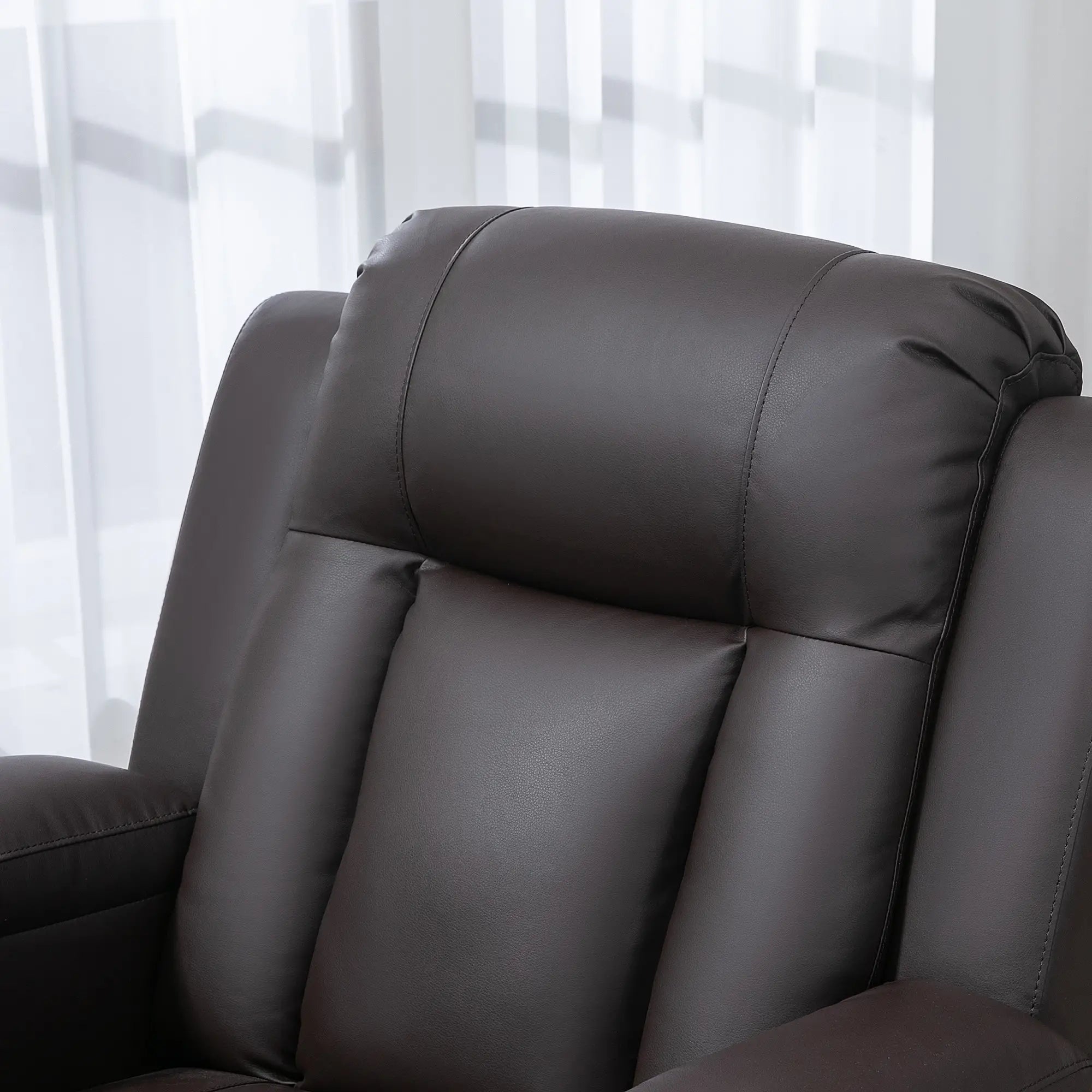 Swivel Massage Recliner Chair, Manual Rocking Sofa, PU Leather, Brown Single Sofas at Gallery Canada
