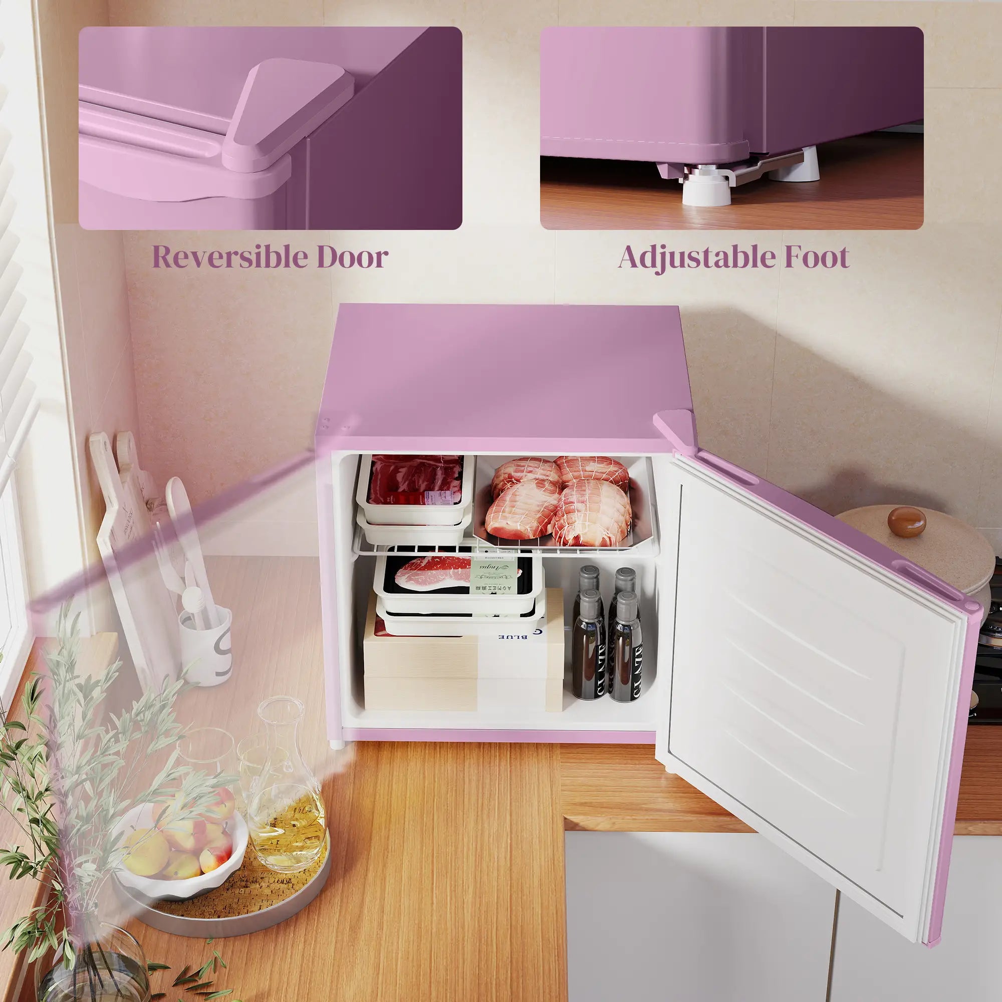 1.1 Cu. Ft. Mini Freezer, Compact Upright, Reversible Door, Pink Small Kitchen Appliances at Gallery Canada