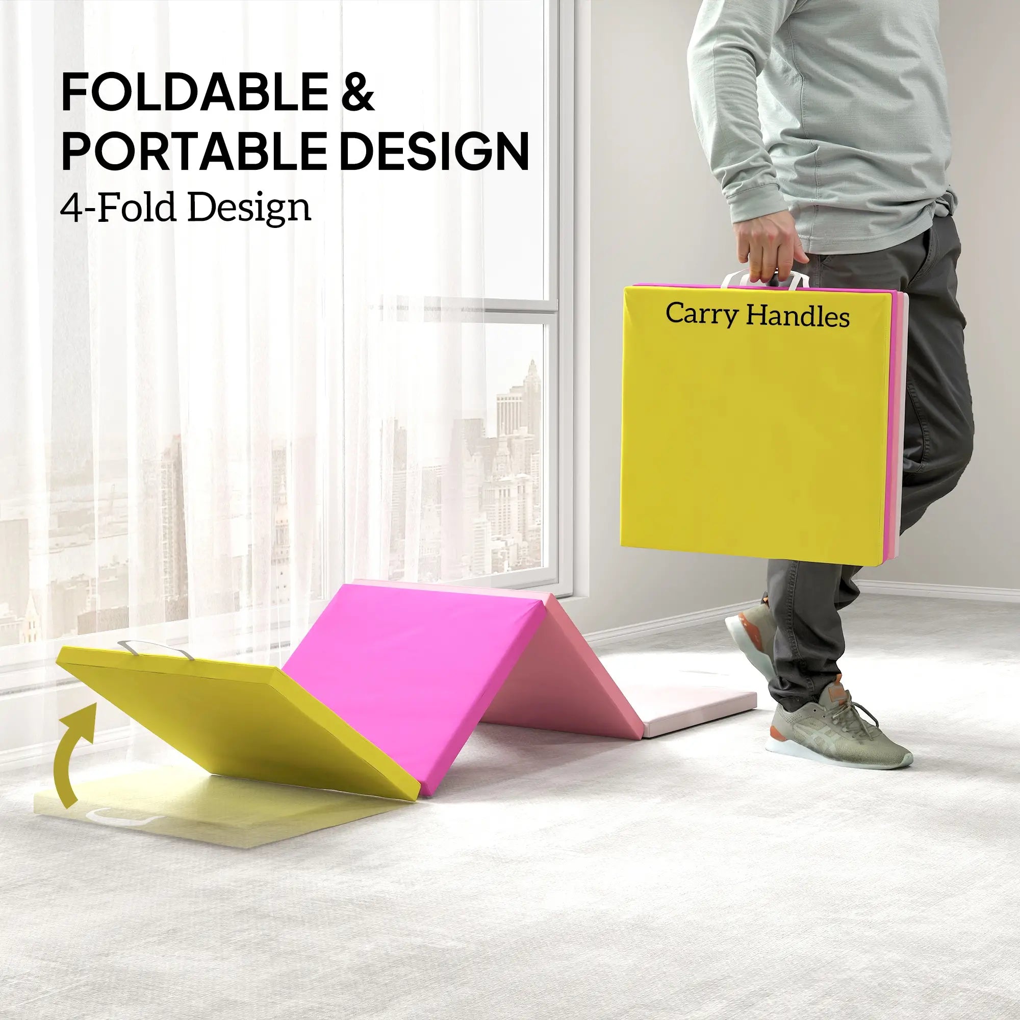 8ft Folding Gymnastics Mat, Thick Exercise Mat with Carry Handles Gymnastics Mats at Gallery Canada