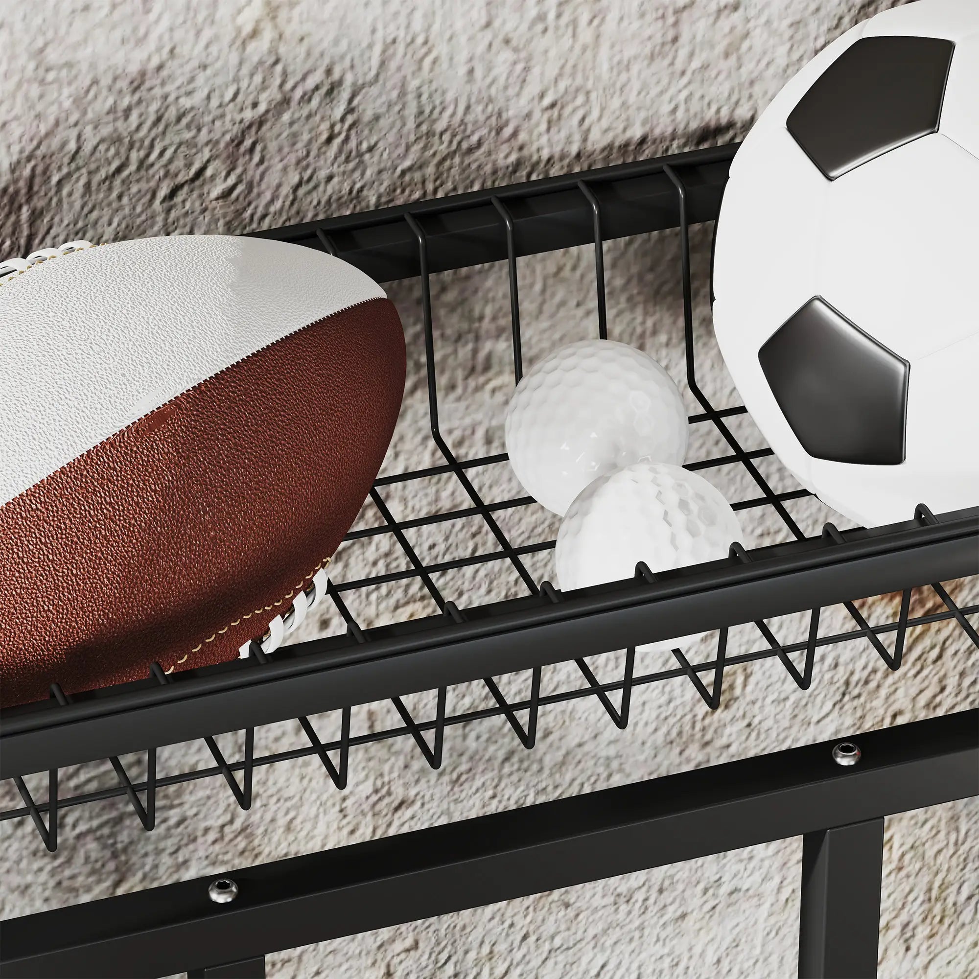 4 Bike Stand, Metal Floor Storage Rack with Basket, Hooks, Black Bike Parking Stands at Gallery Canada