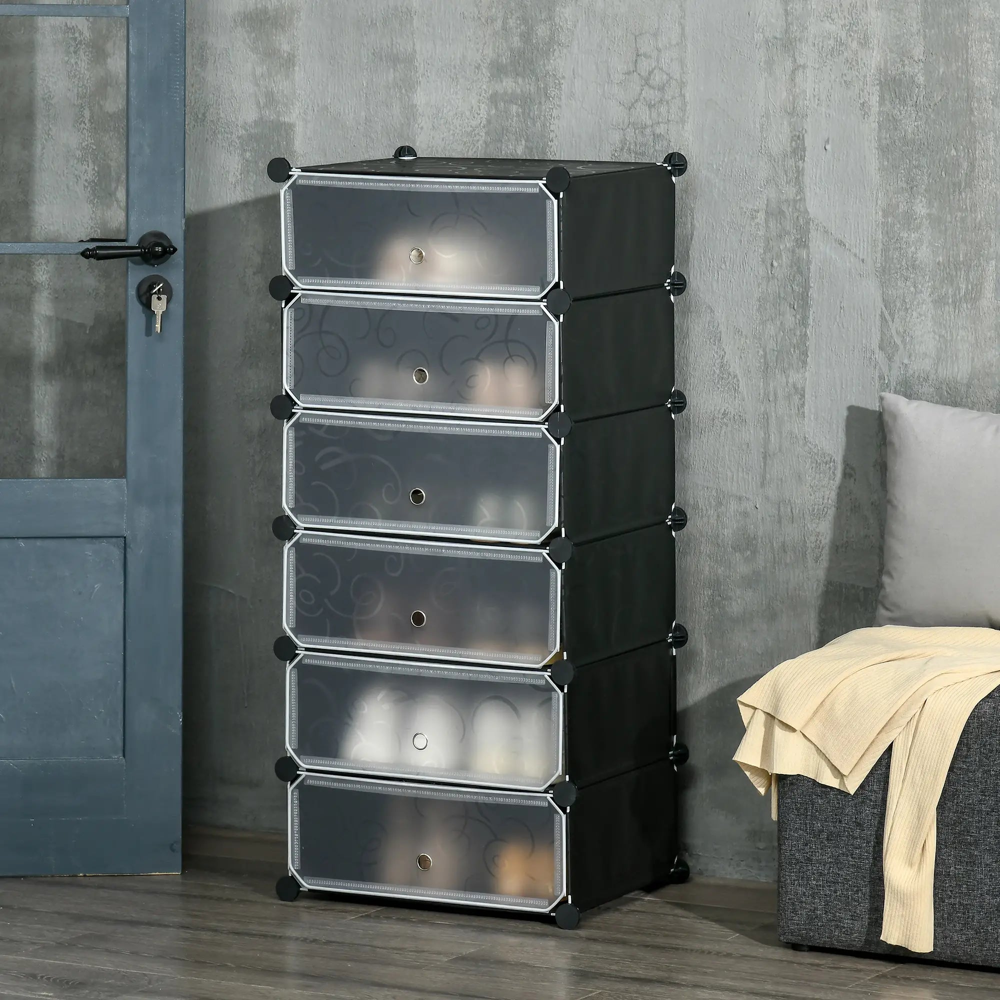 6-Tier Shoe Rack, 6 Cube Storage Organizer, Black Storage Cabinets at Gallery Canada