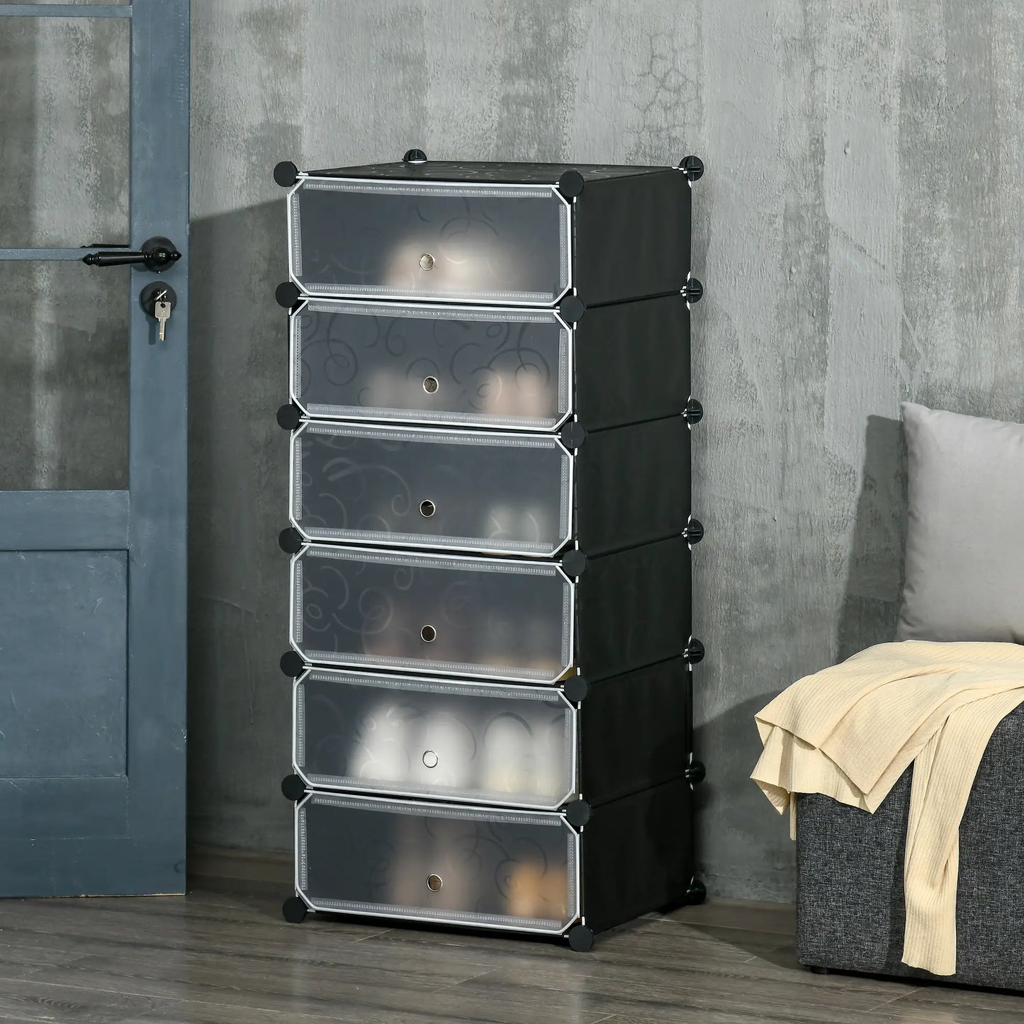 6-Tier Shoe Rack, 6 Cube Storage Organizer, Black Storage Cabinets at Gallery Canada