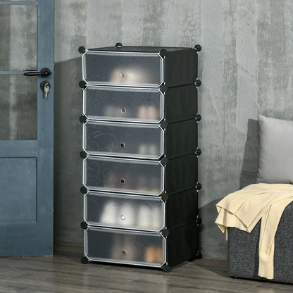 6-Tier Shoe Rack, 6 Cube Storage Organizer, Black Storage Cabinets at Gallery Canada