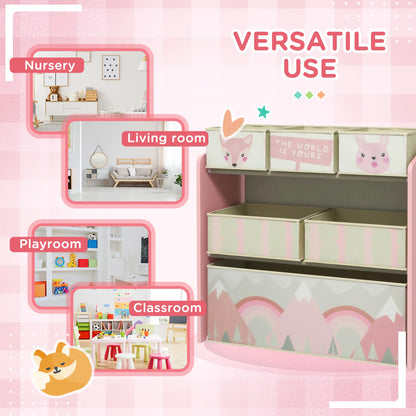Toy Organizer with 6 Storage Bins, 25" X 12" X 26", Pink