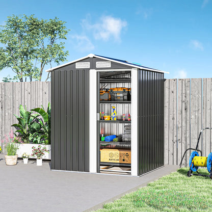 5ft x 4ft Metal Storage Shed, Sliding Door, Top Vents, Dark Grey Sheds at Gallery Canada
