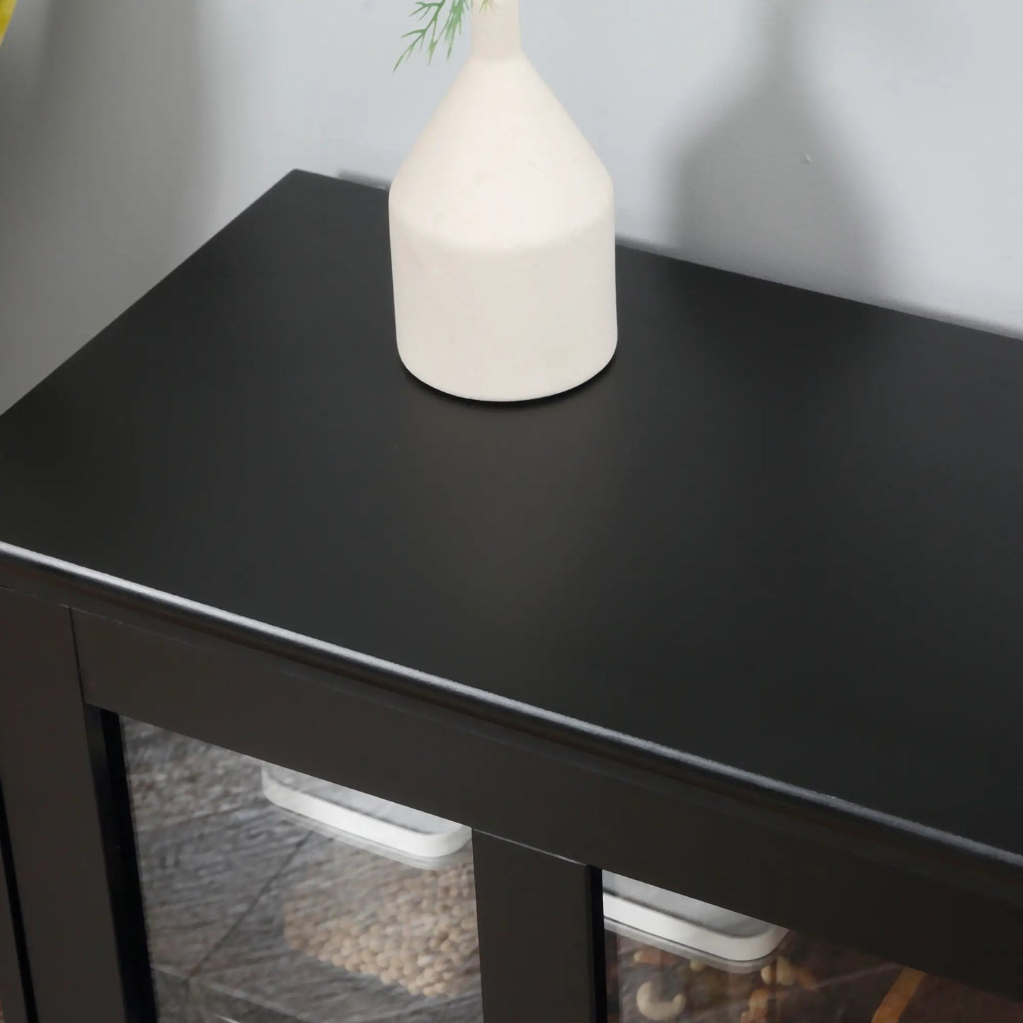 Modern Kitchen Sideboard, Stackable Storage Cabinet, Sliding Glass Door, Black Bar Cabinets at Gallery Canada