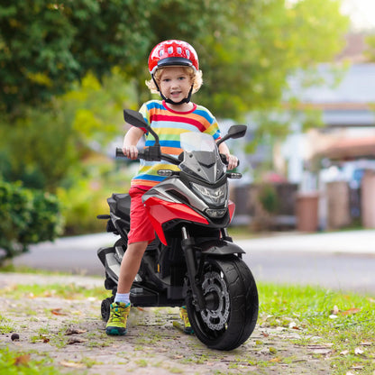 12V Ride on Motorbike for Kids, with Headlights Music Training Wheels, Red Electric Motorcycles at Gallery Canada
