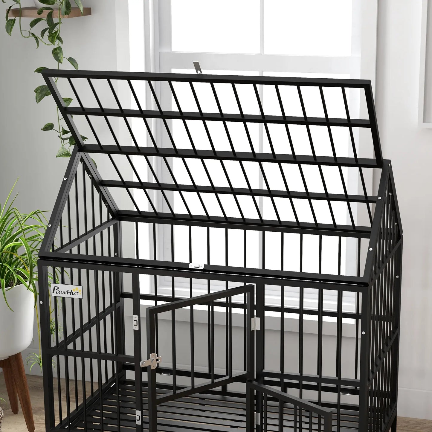 49" Heavy Duty Dog Crate, Removable Tray, Openable Roof, Black Houses, Kennels & Pens at Gallery Canada