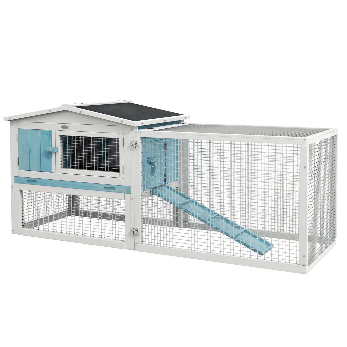 Wooden Rabbit Hutch, Guinea Pig House, Removable Tray, Openable Roof, Blue Rabbit Hutch at Gallery Canada