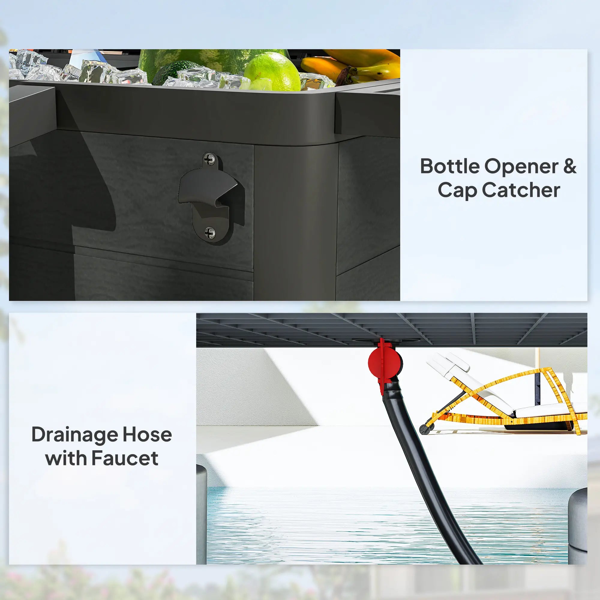 104 Quart Large Capacity Outdoor Cooler Cart, Patio Rolling Ice Chest, Black Cooler Boxes at Gallery Canada
