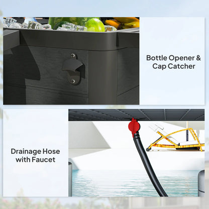 104 Quart Large Capacity Outdoor Cooler Cart, Patio Rolling Ice Chest, Black Cooler Boxes at Gallery Canada