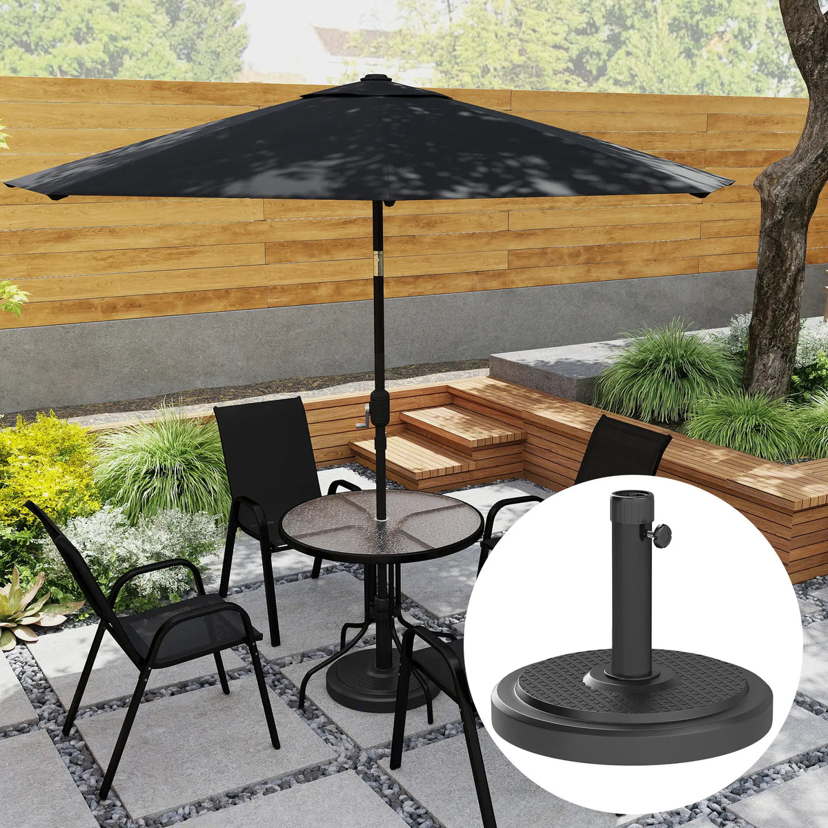 48 Lbs Patio Umbrella Base, Round HDPE, For 1.5" Or 1.9" Poles, Φ18.9" X 15.2" H, Black Umbrella Bases at Gallery Canada