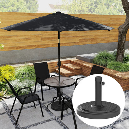 48 Lbs Patio Umbrella Base, Round HDPE, For 1.5" Or 1.9" Poles, Φ18.9" X 15.2" H, Black Umbrella Bases at Gallery Canada