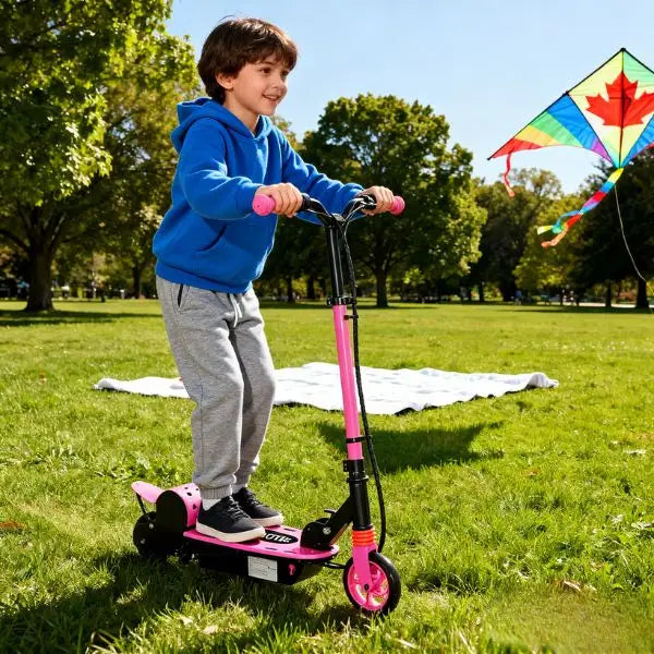 Foldable Electric Scooter for Kids, Seat, 2 Heights, 6km Range, 12km/h, Pink Scooters at Gallery Canada
