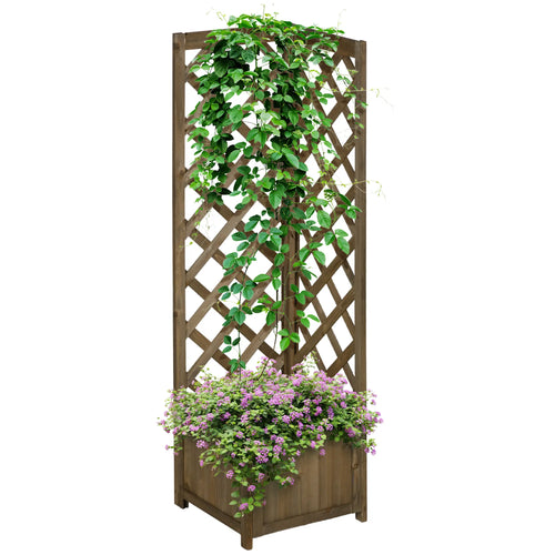 Raised Garden Bed Wood Planter With Trellis, 16