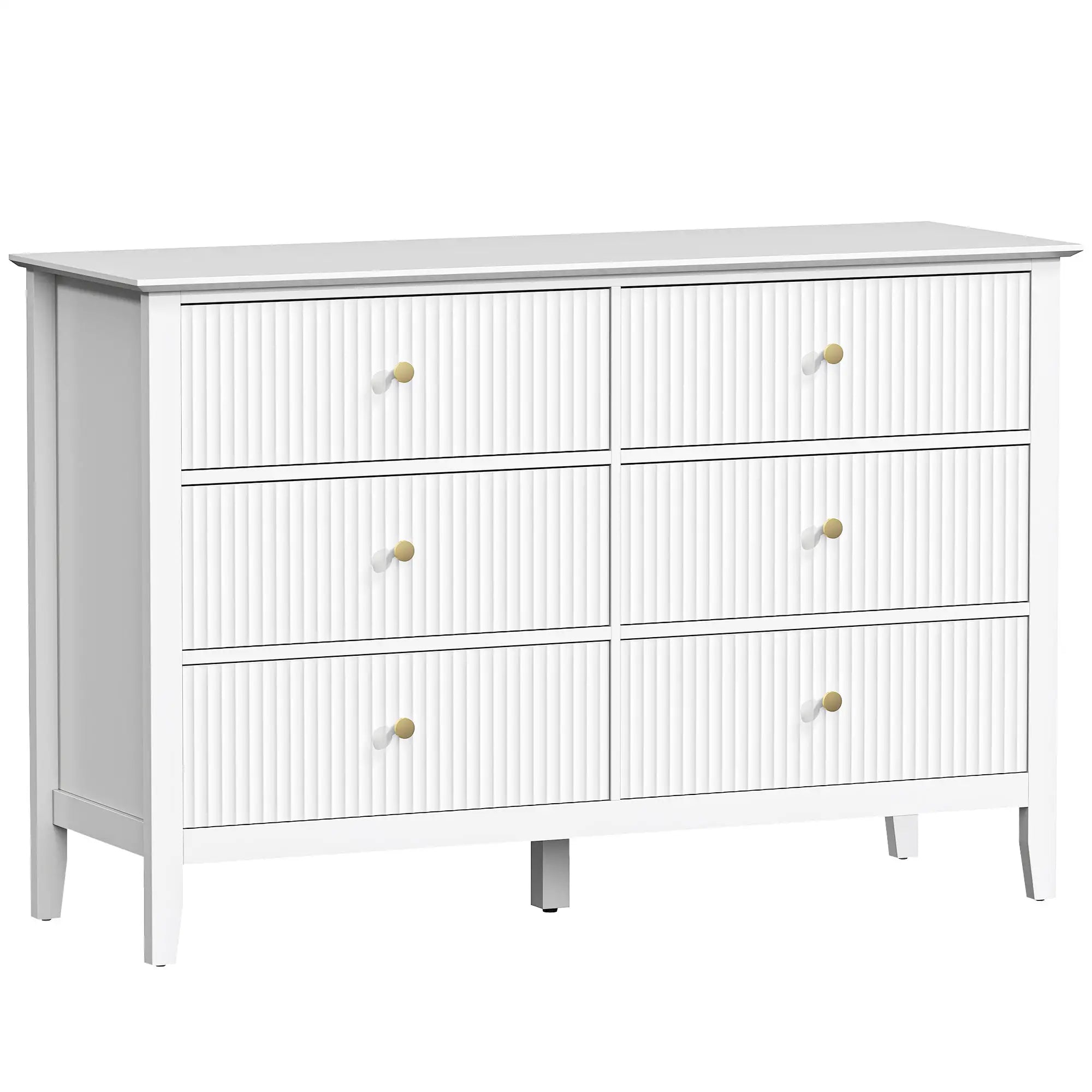 Modern 6 Drawer Dresser, Double Chest, White Storage Cabinets at Gallery Canada