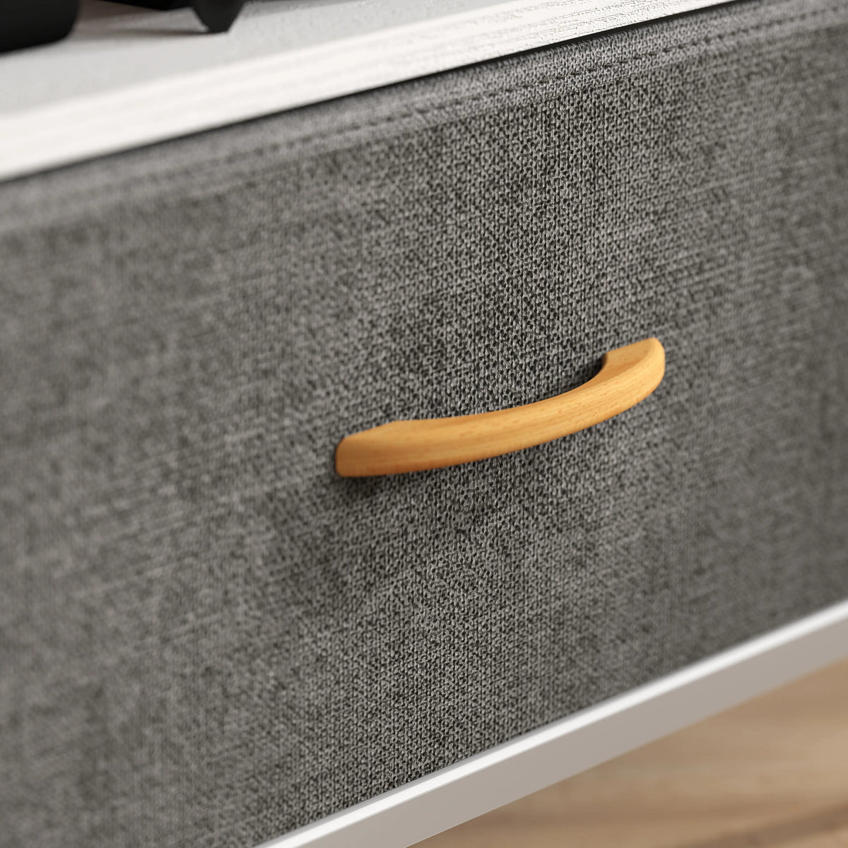 Meuble TV avec Station de Recharge, 2 Tiroirs Pliables, Étagère Ouverte, 47 Pouces, Blanc
