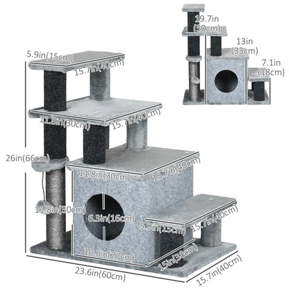 Cat Stairs with Scratching Posts, 23.6" x 15.7" x 26", Grey Dog Stairs at Gallery Canada