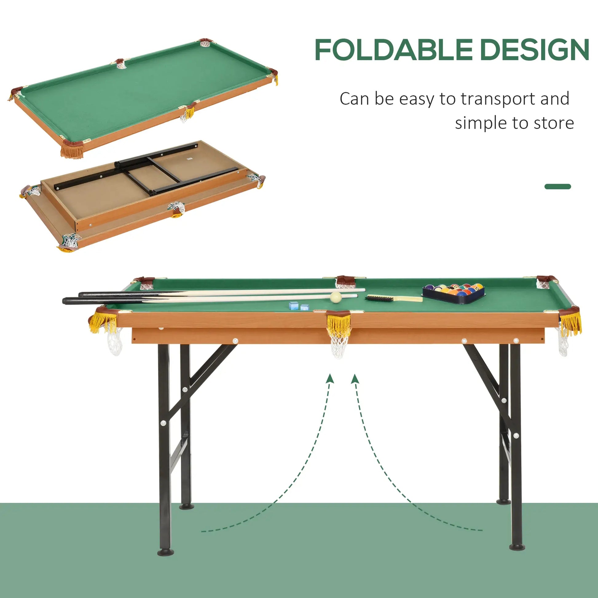 54.3"L Mini Pool Table, Portable, Includes Cues, Balls, Chalk, Rack Game Tables at Gallery Canada