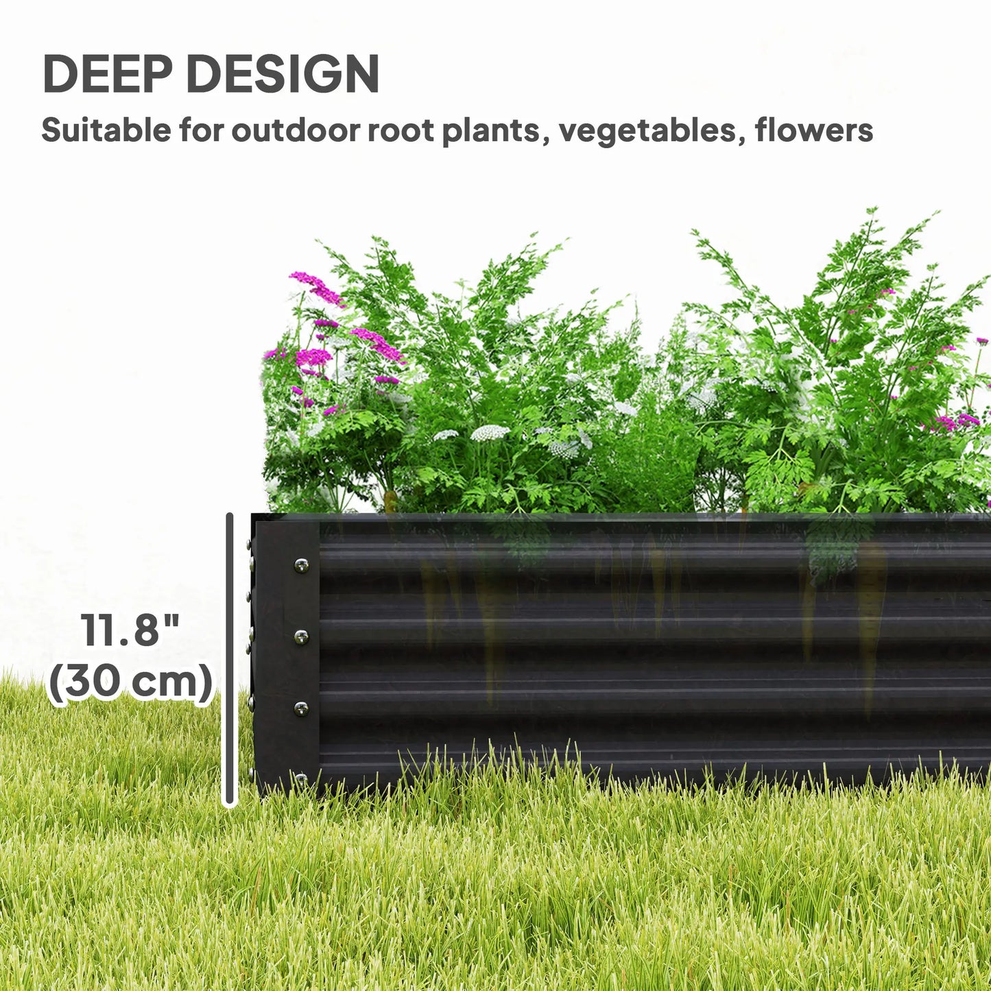 6X3X1Ft Galvanized Raised Garden Bed, Reinforced Planter Box, Dark Grey Galvanized Planter Boxes at Gallery Canada