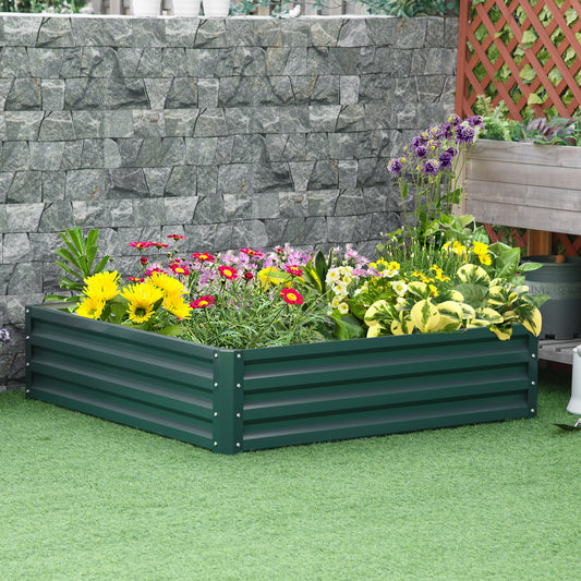 4' x 4' x 1' Raised Garden Bed Galvanized Steel Planter Box for Vegetables, Flowers, Herbs, Green - Gallery Canada
