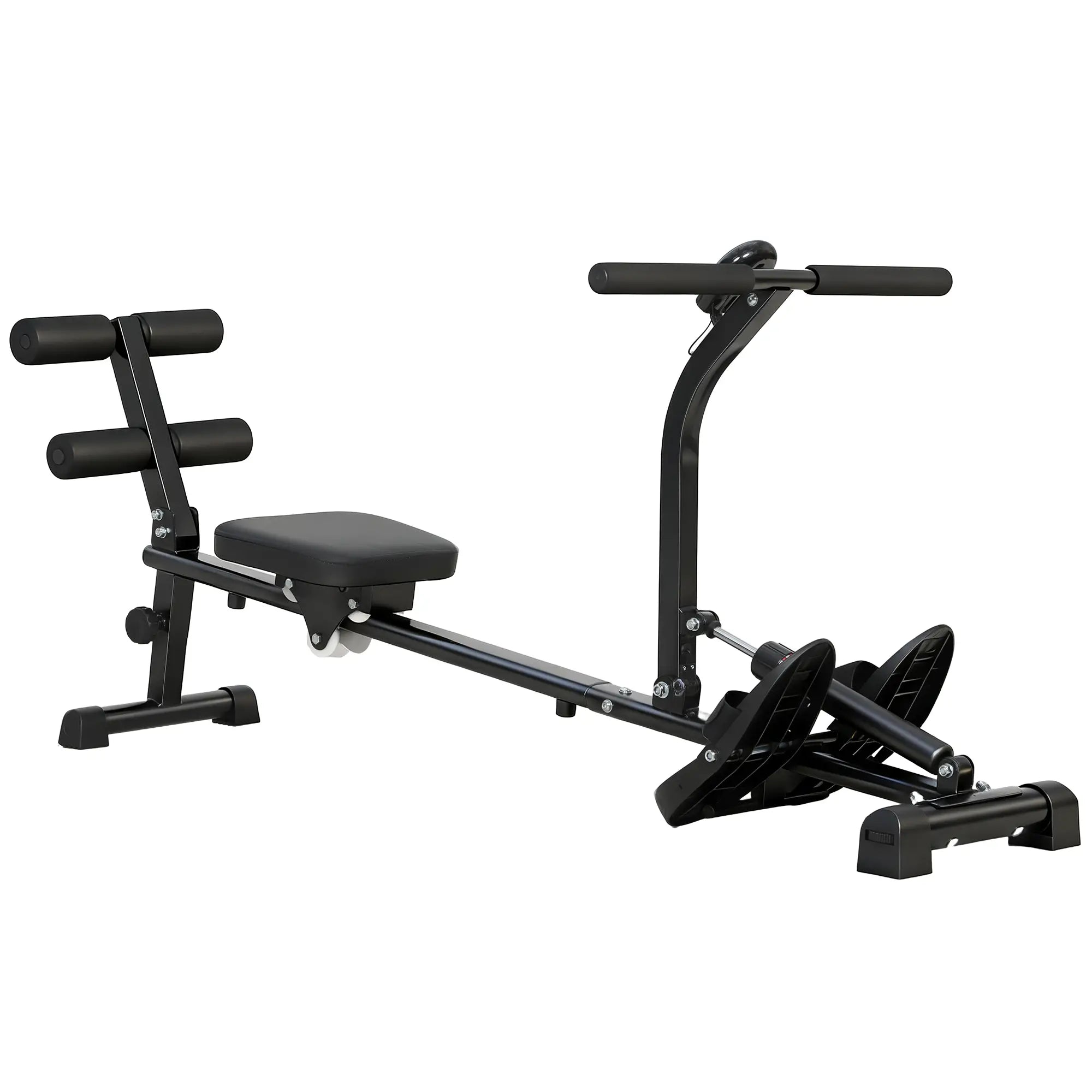 Hydraulic Rowing Machine with LCD Monitor, Sit-Up Function for Home Gym, Black Aerobic Equipment Black at Gallery Canada