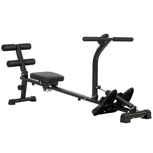 Hydraulic Rowing Machine with LCD Monitor, Sit-Up Function for Home Gym, Black Aerobic Equipment Black at Gallery Canada
