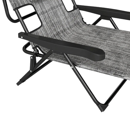 Folding Lounge Chair, Reclining Back, Mixed Grey, Grey
