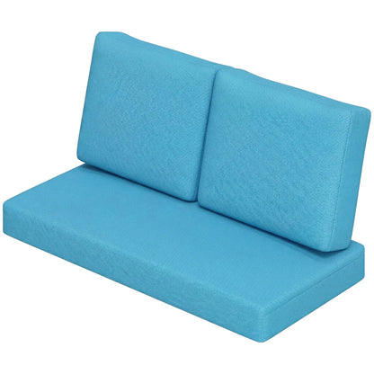 2 Seater 5" Thick Outdoor Seat Cushions, 7" Backrest, Turquoise Patio Chair Cushions Turquoise at Gallery Canada
