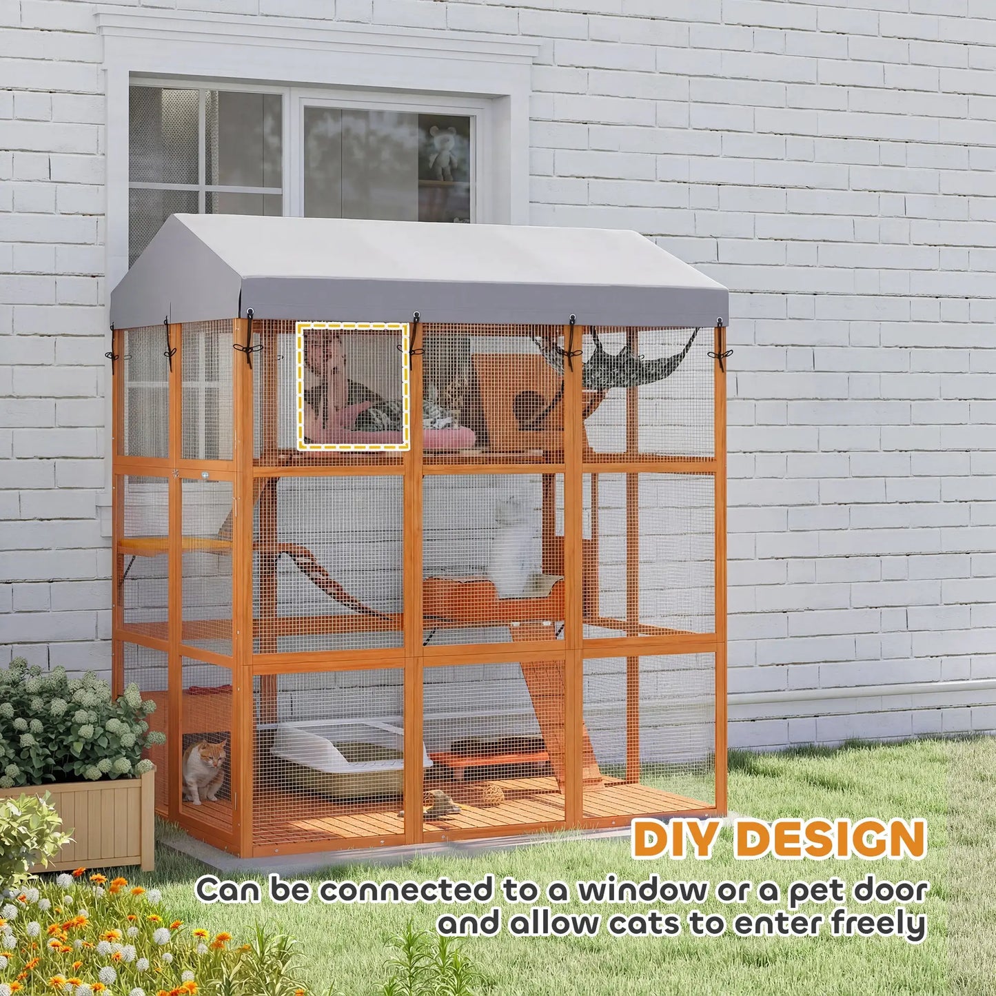 81"H Catio Outdoor Enclosure, Prevents Escaping, Easy Cleaning, Orange Outdoor Cat Enclosures at Gallery Canada