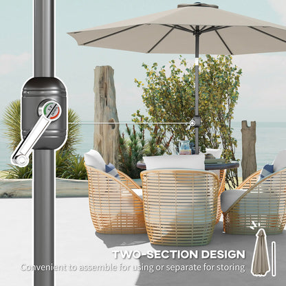10' x 8' Round Patio Umbrella, Crank Handle, Tilt, Light Grey Sun Umbrellas at Gallery Canada