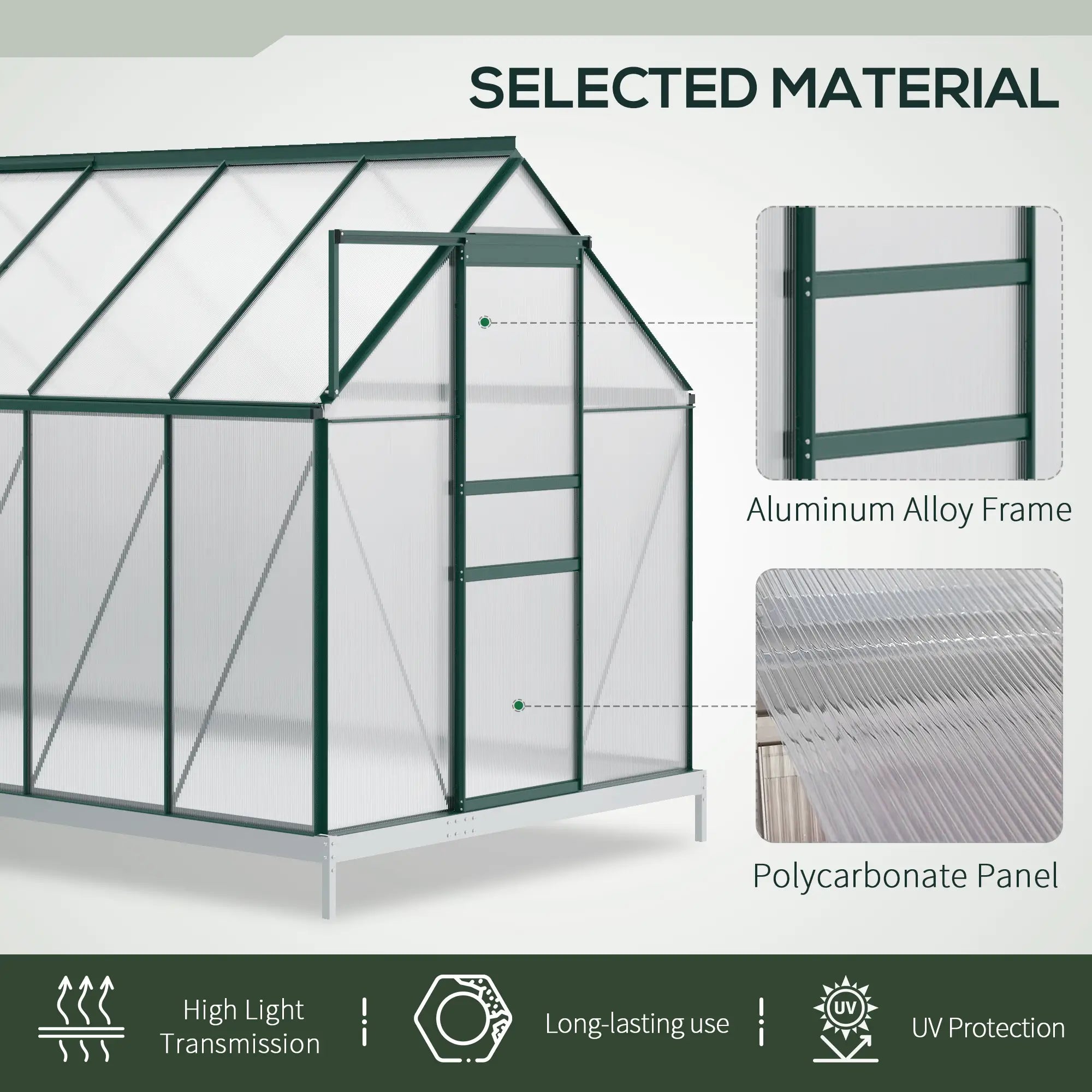 6' x 12' x 6.5' Polycarbonate Greenhouse, Walk-in, Adjustable Roof Vent, Green Walk In Greenhouses at Gallery Canada