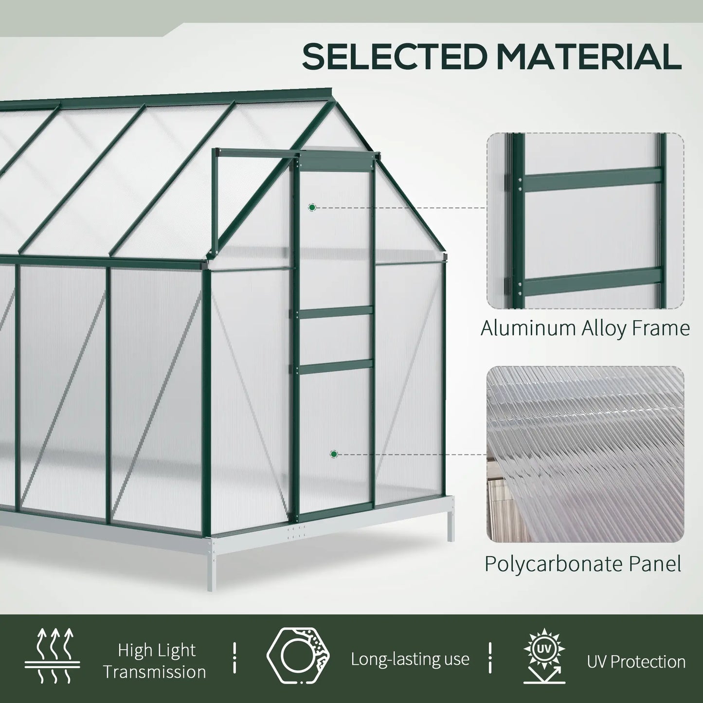 6' x 12' x 6.5' Polycarbonate Greenhouse, Walk-in, Adjustable Roof Vent, Green Walk In Greenhouses at Gallery Canada