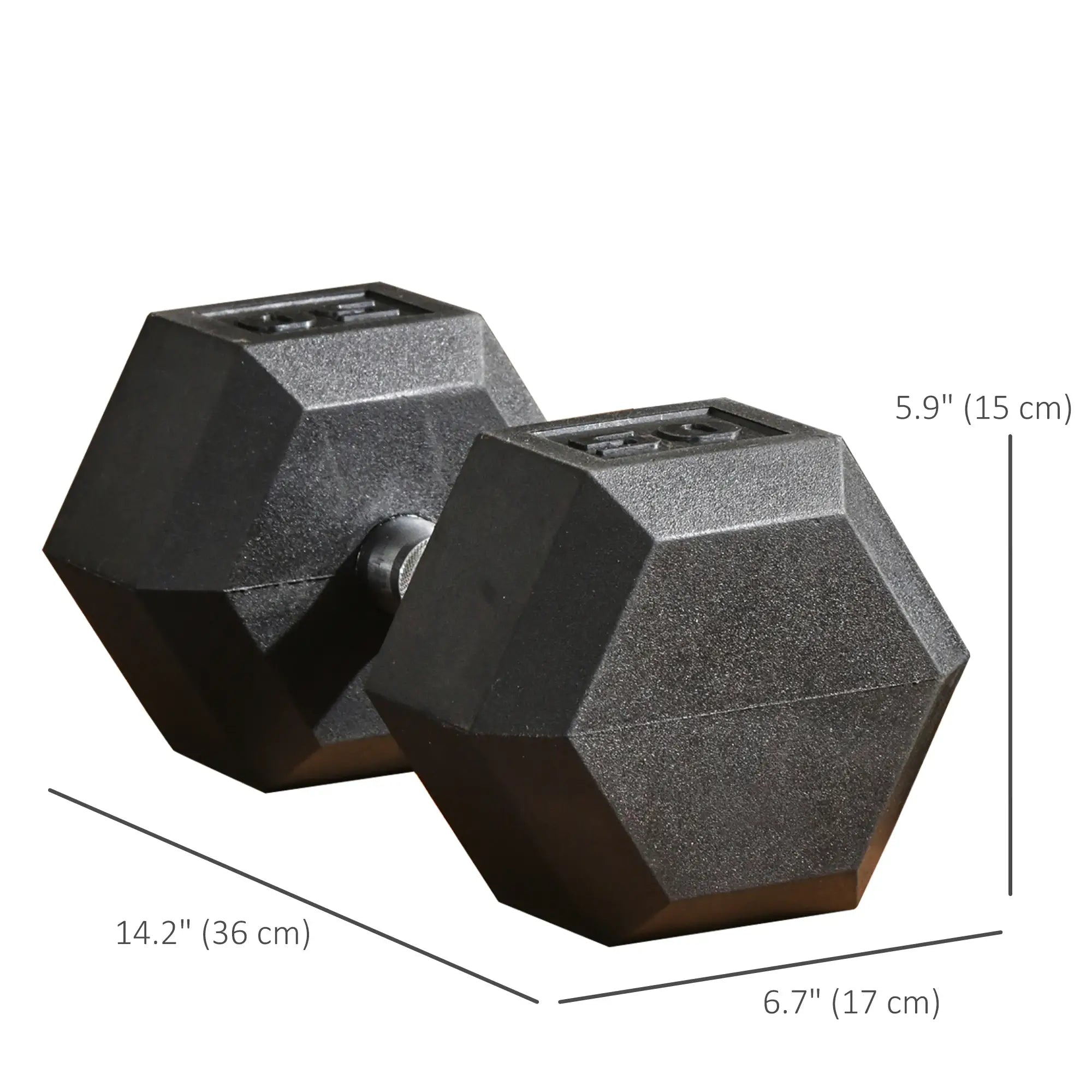 2 x 50lbs Hex Dumbbell Set, Rubber Weights, Non-Slip Handles, Anti-Roll Dumbbells & Barbells at Gallery Canada