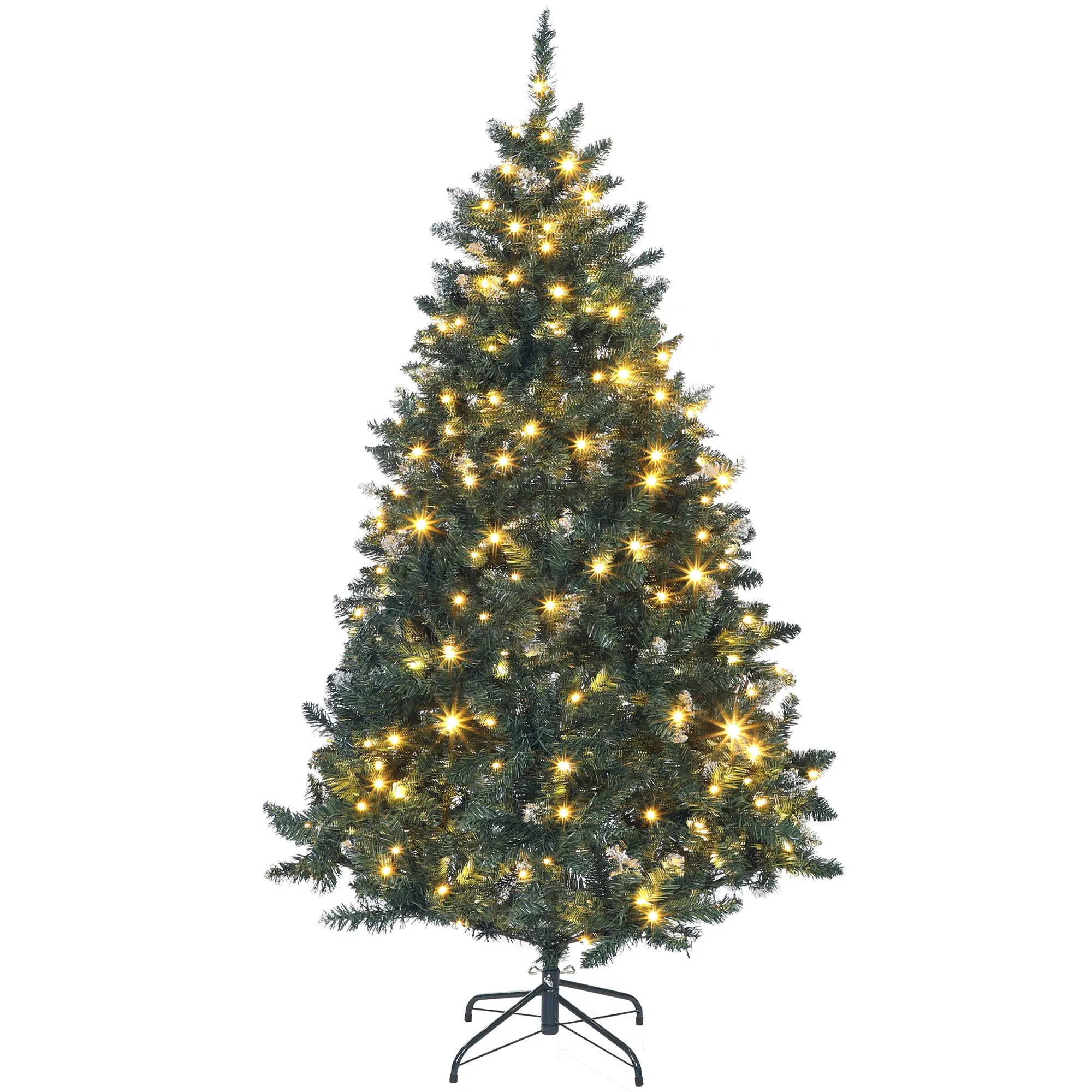 6 ft Frosted Prelit Christmas Tree, Dual Colour LED Light, Hinged, Easy Assembly, Dual Colour Pre Lit Christmas Trees Green, White at Gallery Canada
