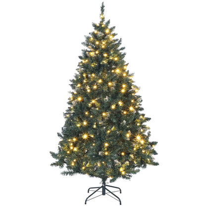 6 ft Frosted Prelit Christmas Tree, Dual Colour LED Light, Hinged, Easy Assembly, Dual Colour Pre Lit Christmas Trees Green, White at Gallery Canada