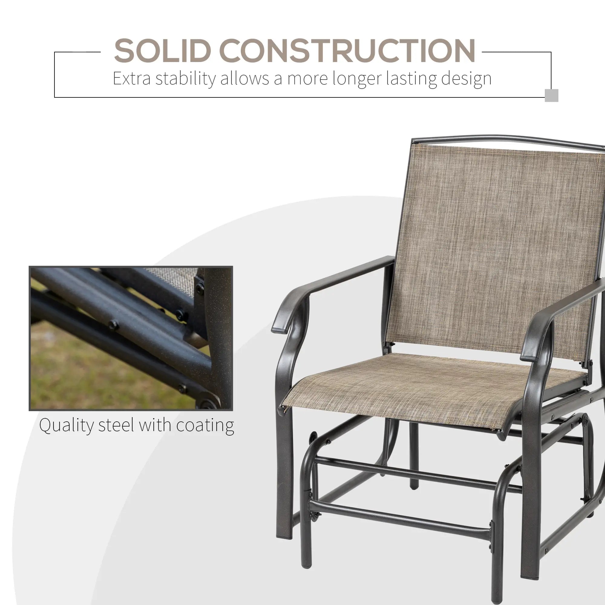 2 Outdoor Glider Chairs, 2 Person, Breathable Mesh, Steel Frame, Dark Brown Outdoor Rocking Chairs at Gallery Canada