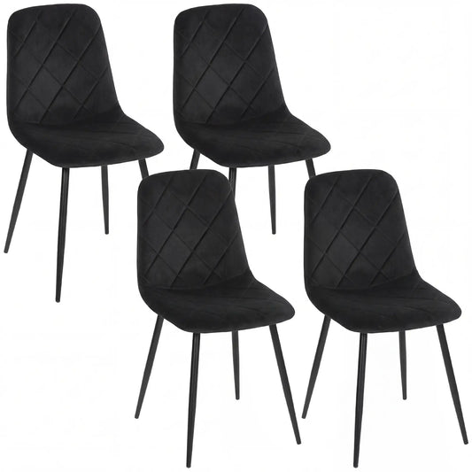 Upholstered Dining Chairs Set of 4, Steel Legs, Modern Kitchen, Black Dining Chairs Black at Gallery Canada