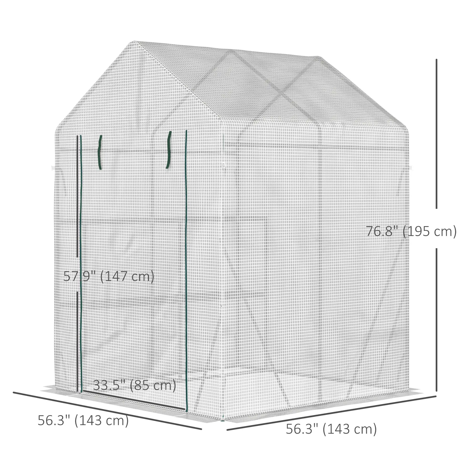 56 x 56 Walk-In Greenhouse, Portable Gardening Plant House, 2-Tier Shelf, Green Greenhouses at Gallery Canada