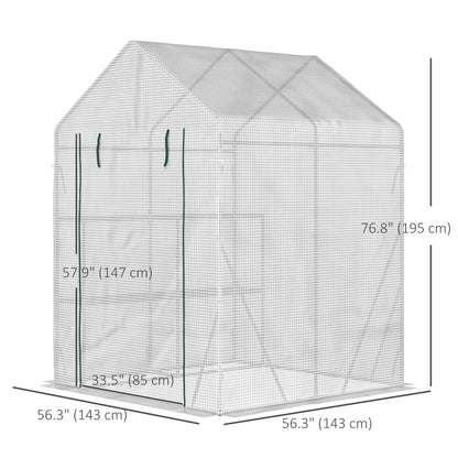 56 x 56 Walk-In Greenhouse, Portable Gardening Plant House, 2-Tier Shelf, Green Greenhouses at Gallery Canada
