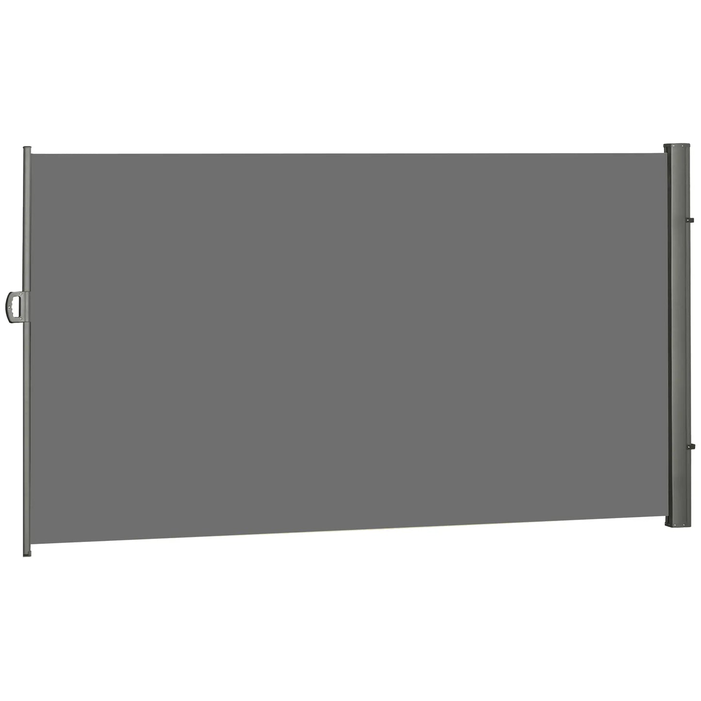 118" x 79" Outdoor Folding Privacy Screen, Retractable Side Awning, UV Wind Resistant, Light Grey Side Awnings Grey Frame, Light Grey Fabric at Gallery Canada