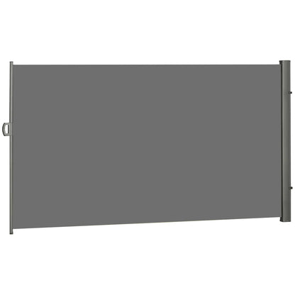 118" x 79" Outdoor Folding Privacy Screen, Retractable Side Awning, UV Wind Resistant, Light Grey Side Awnings Grey Frame, Light Grey Fabric at Gallery Canada