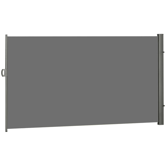 118" x 79" Outdoor Folding Privacy Screen, Retractable Side Awning, UV Wind Resistant, Light Grey Side Awnings Grey Frame, Light Grey Fabric at Gallery Canada